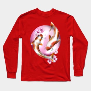 koi carp with pink sakura Long Sleeve T-Shirt